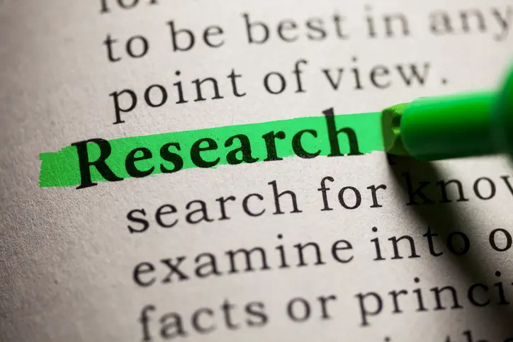 A dictionary entry for doing research